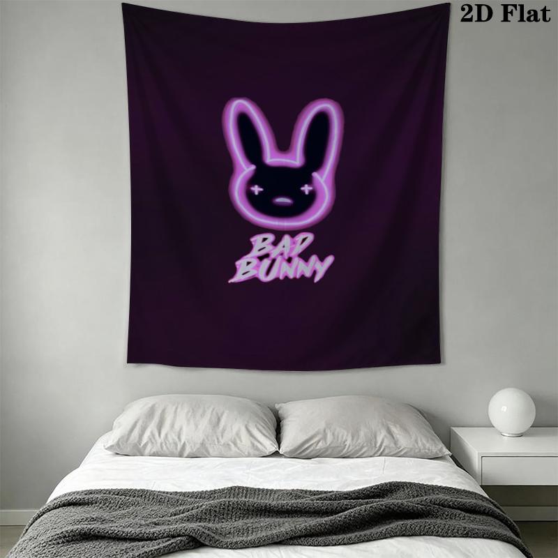 Bad Bunny Wall Tapestry Aesthetic Wall Hanging Printed Fabric Blanket Decorative Tapestries for Bedroom Living Room Home Decor