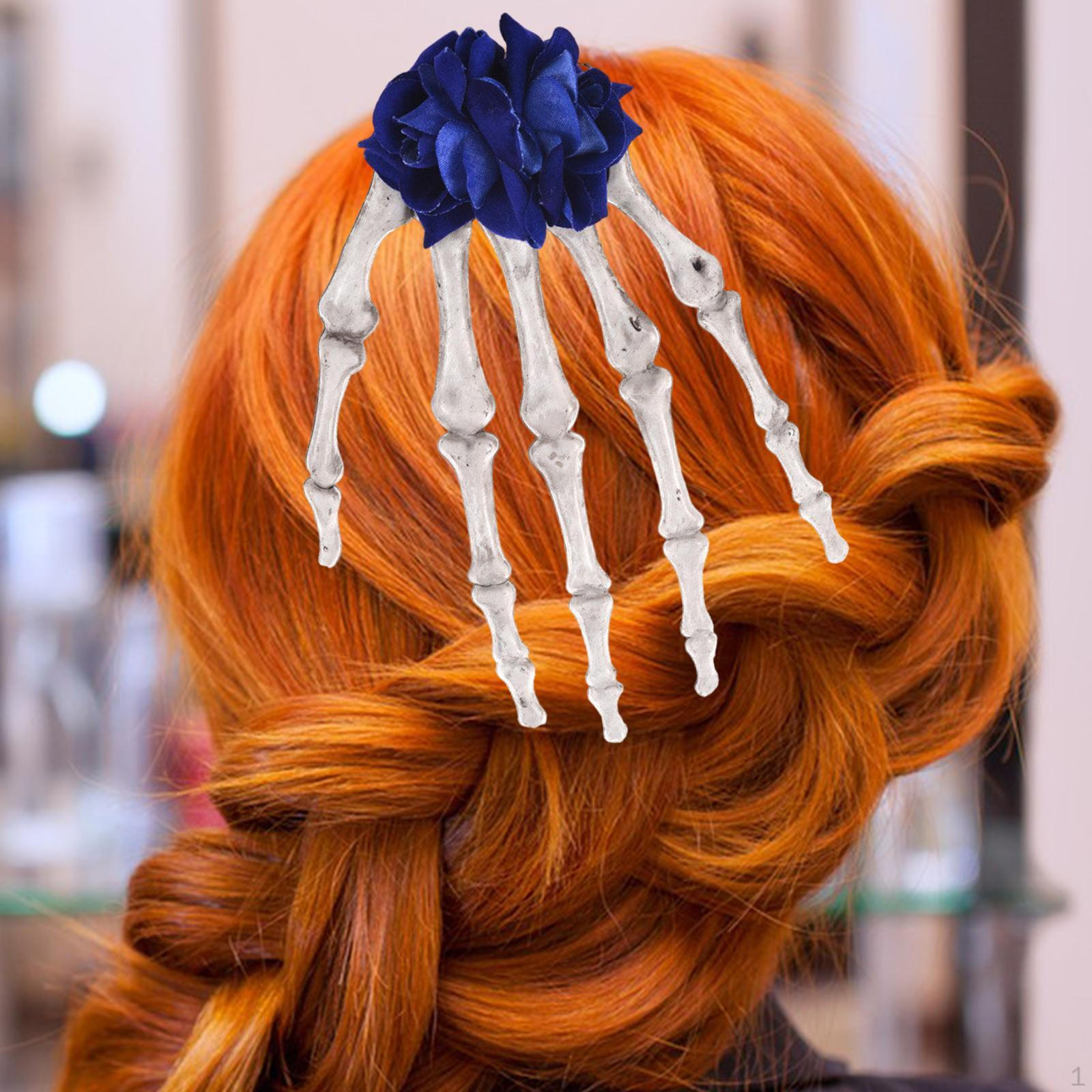 

Заколка для волос в виде скелета, зажимы для волос из кожи аллигатора, головной убор, цветок, булавка для фестиваля синий