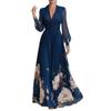 2026 Cross-border Foreign Trade Women's Clothing, New Spring Models In Europe, America, Fashionable and Elegant Printed Waist V-neck Pendulum Dress