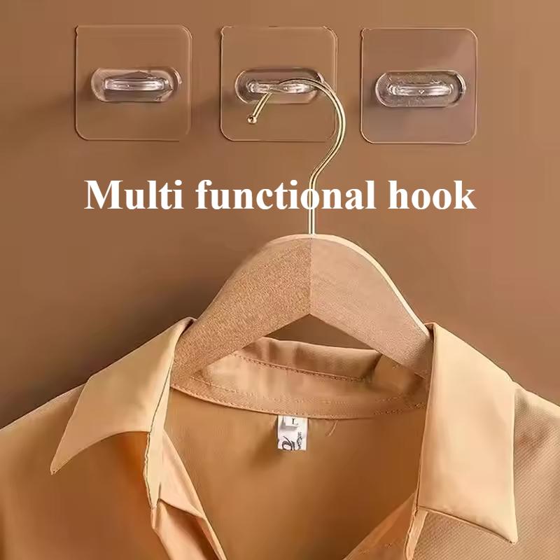 

10pcs Wall Mounted Hooks - No Drill Adhesive Round Hangers for Kitchen Bathroom, Multi-Purpose Space Saving Storage Rack hook