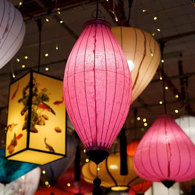 14 Inch Waterproof Outdoor Antique Vietnamese Lanterns Chinese Ancient Satin Silk Palace Lantern Wedding Party Decoration