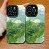 Vertikální kožené pouzdro Zelený umělecký potisk Vzorované Nárazuvzdorné Měkké silikonové pouzdro s ochranou objektivu fotoaparátu pro IPhone Samsung