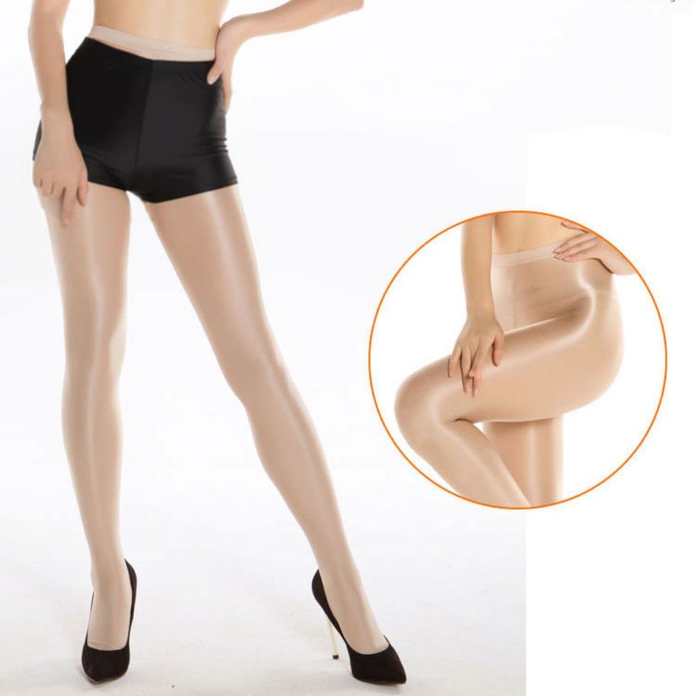 High Waisted Oil Satin Tights Tummy Control Shiny Pantyhose Fashion Shaping Tights Yoga