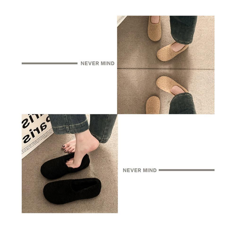 JMXD-Winter Women’s Plush Platform Slippers: Cozy Shearling Lined Indoor Outdoor Shoes Non-Slip Sole Warm Fuzzy Booties Slip On Fashion