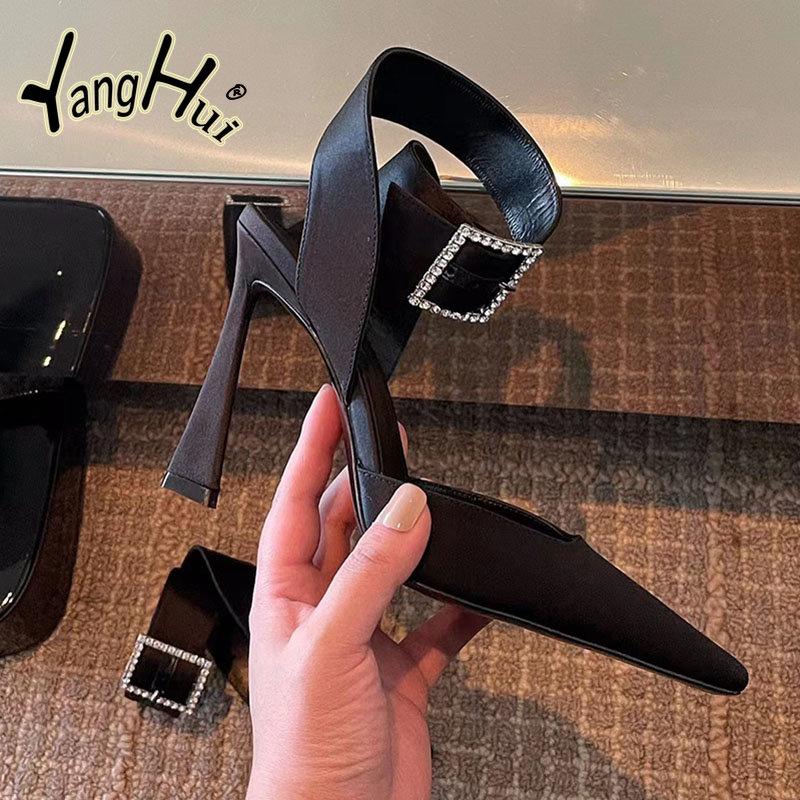 Sexy Diamond Accessories Temperament Dinner Fine Super High Heel Pumps 2024 New Fashion Pointed Elegant Women's Shoes Summer