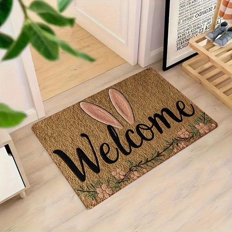 

Product: Non-slip Doormat, 1pc with Pink Bunny Ears and welcome Design, Featuring a Non-slip Rubber Base. Durable and Easy-to-clean Home Decor Fashionable home decorati