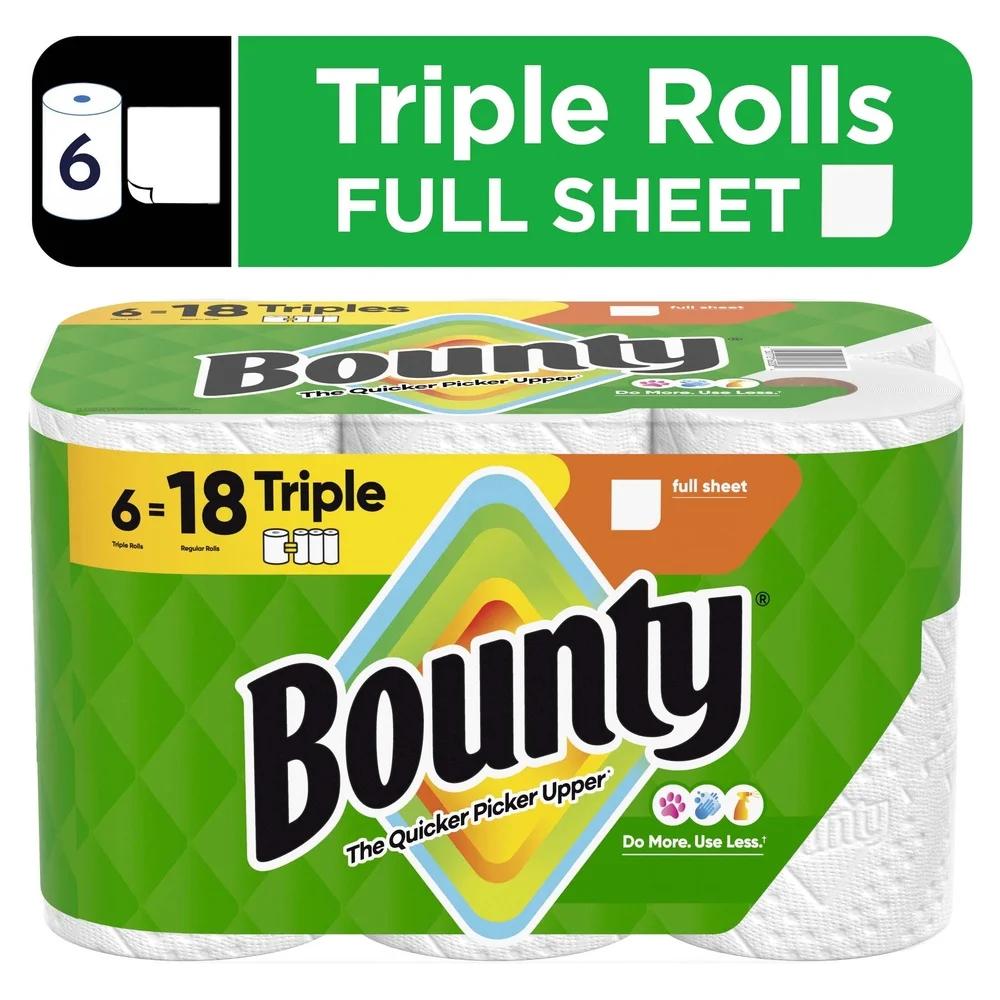 Absorbent Paper Towels Full Sheet Triple Rolls 75 Sheets 6 Pack Quick Cleanup Durable Diamond Texture Household Use