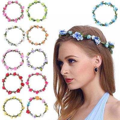 Flowers Leaves Headbands Bridal Halo Headpiece Flower Crown Girls Floral Wreath Bohemia Garland