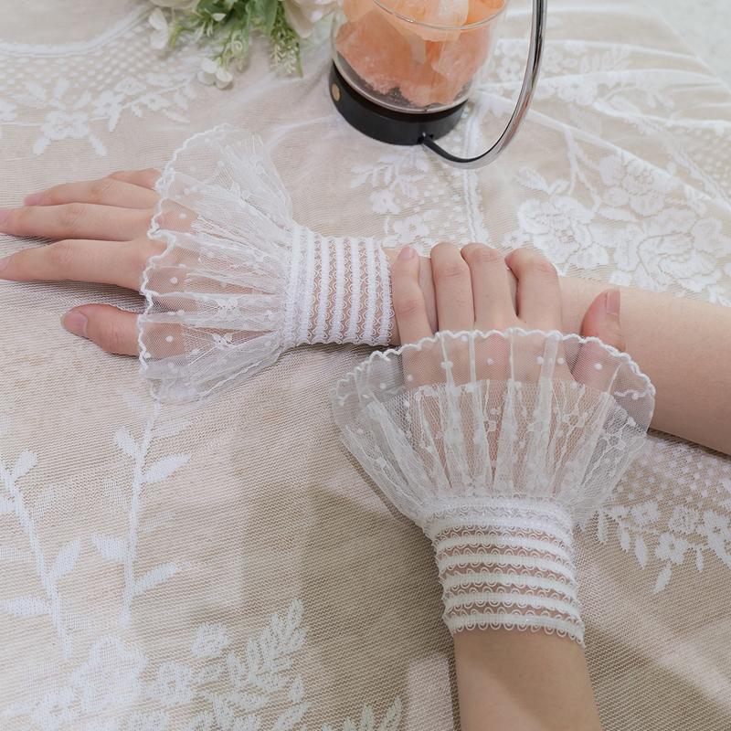 

Милые короткие рукава с кружевной отделкой, свитер для девочки с двойными рукавами-фонариками, манжеты-колокольчики на запястьях, белые аксессуары