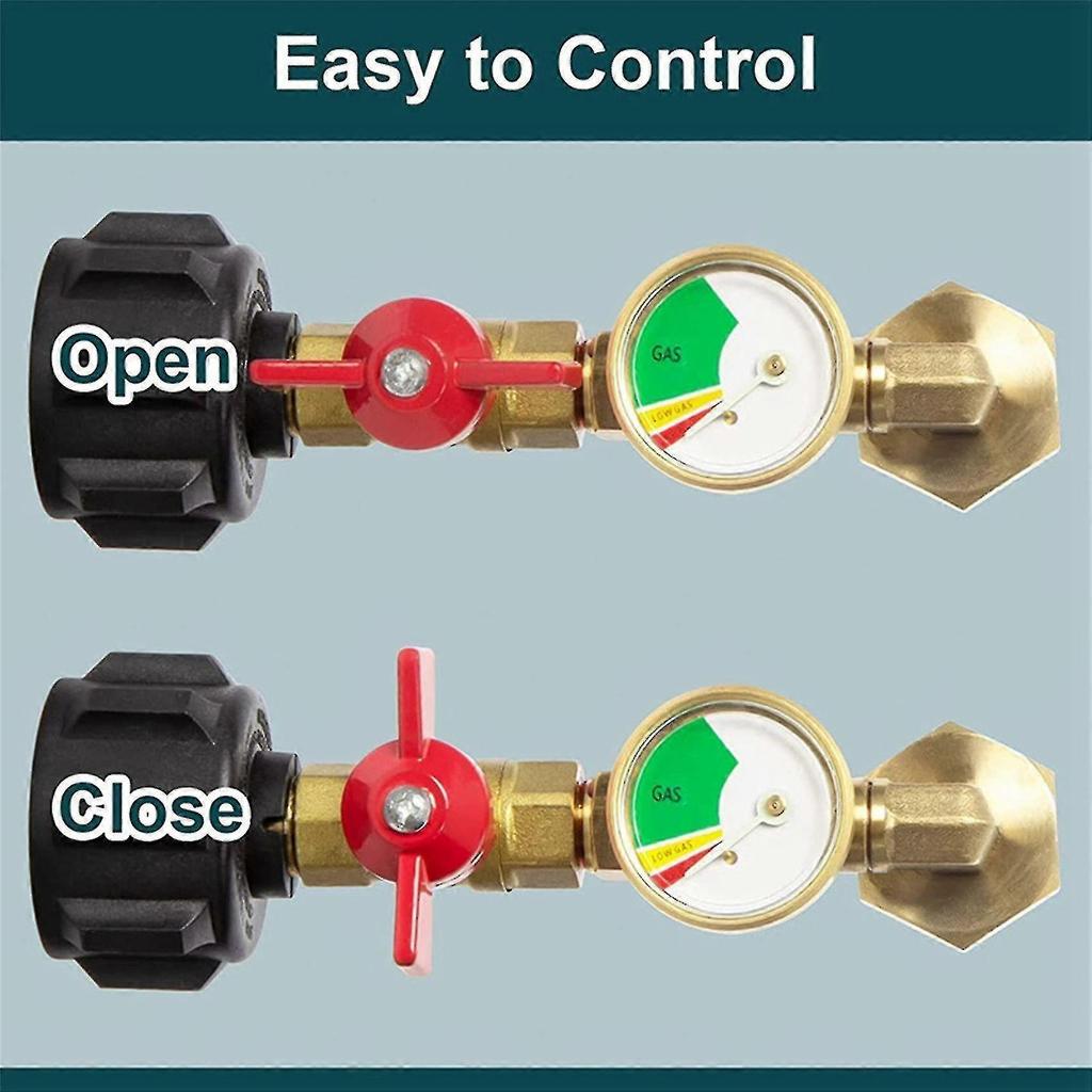 Propane Refill Adapter With Valve And Gauge, Fill 1 Lb Bottles From 20 Lb Tank, 90-degree Elbow Des