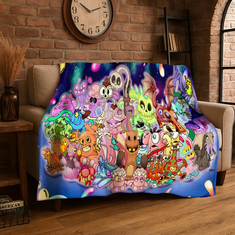 Music Game My Singing Monsters Cartoon Flannel Blanket Soft Throw Blanket for Bedroom Living Room Bed Travel Camping Picnic