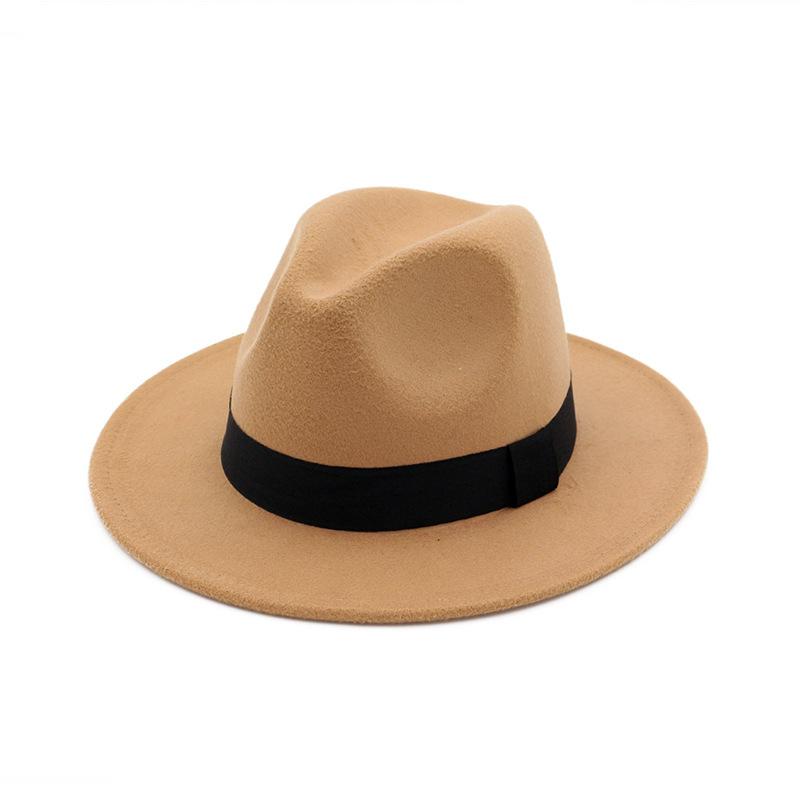 

Осень и зима новая парная шляпа черная цилиндр плоские поля джазовая шляпа шерстяная шляпа верблюд