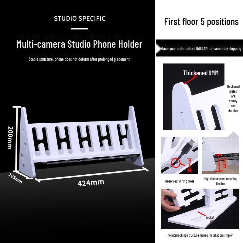 Multi-Camera Phone Holder: Floor & Desktop Stand with Charging Capability