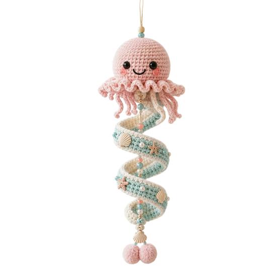 Decorative Pendant Making Kit Ocean Animal Spiral Crochet Kit, DIY Coastal Hanging Ornament Beginner Craft for Adults with Yarn And Accessories Teens,