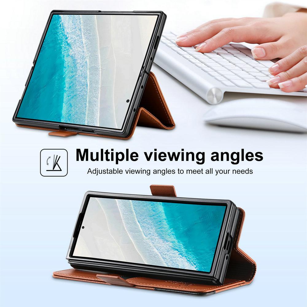 Luxury Leather Phone Case for Samsung Galaxy Z Fold 7 6 5 4 3 5G Fold7 2025 Magnetic Flip Book Business RFID Wallet Cover