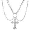 New Arrival Vintage Pearl Cross Pendant Punk Versatile Multi Layered Necklace