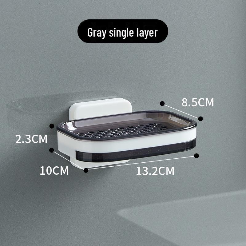 Premium Wall-Mounted Traceless Drainage Double-Layer Soap Rack