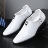 Autumn and winter men's business dress leather shoes gouging pointed men's shoes British shoes black can be velvet