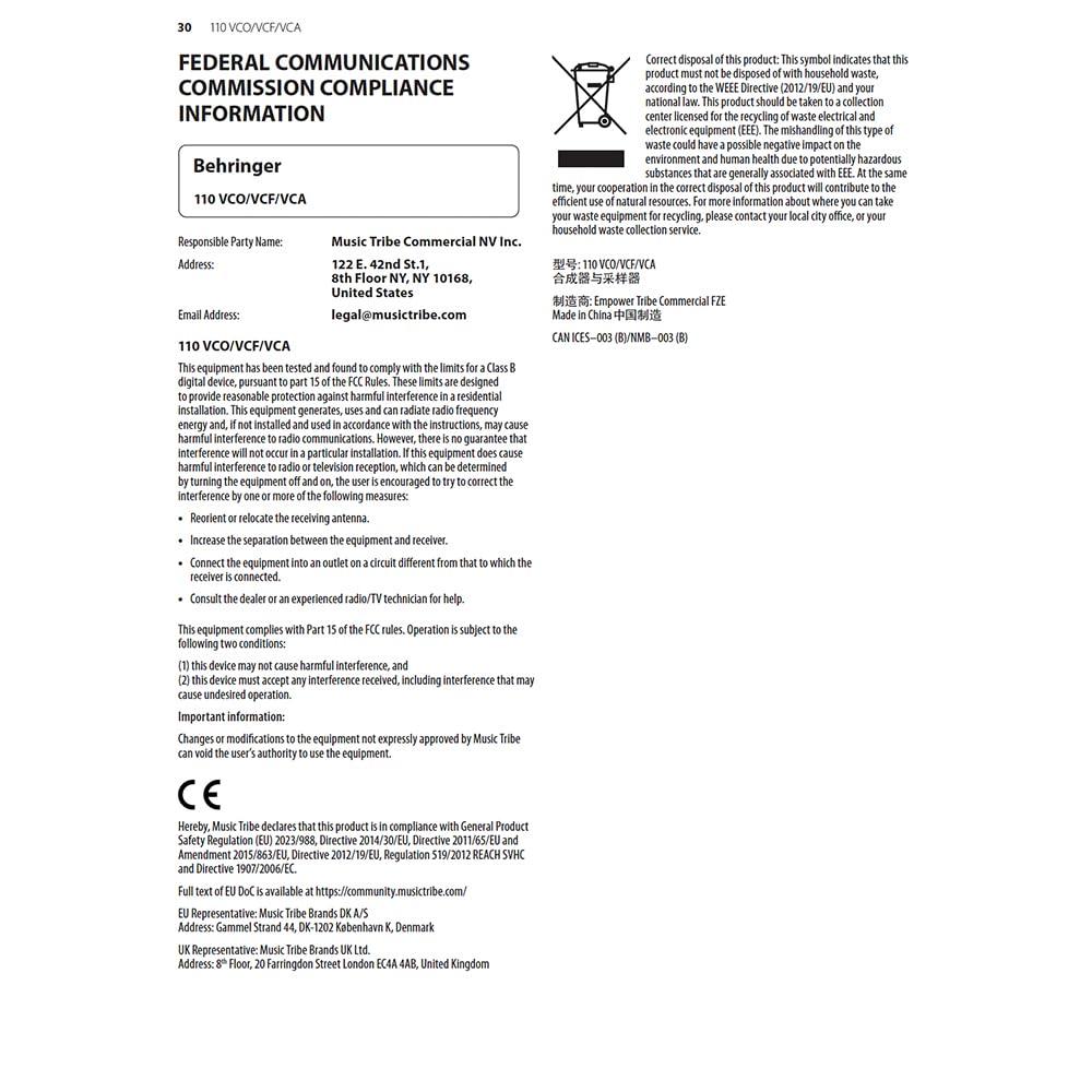Behringer Analog Synthesizer Modular Eurorack Module Eurorack Compatible Analog Module SYSTEM100 Series 110 GRAY VCO/VCF/VCA VCO/VCF/VCA