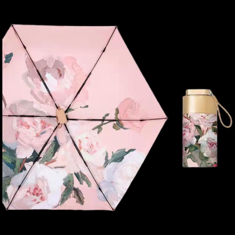 OEING Oil Painting Compact Titanium Pocket Umbrella