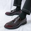 Fashion Men's Feet, Fringed Pointed Leather Shoes, Large Size Dress, Business Casual Shoes, Glossy Loafers, Men's Shoes