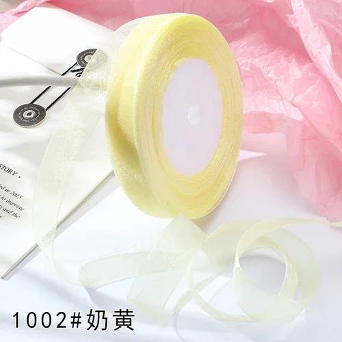 15mm 50yards/roll organza ribbons gift wedding Party Christmas decoration wrapping lace Handmade DIY Fabric White chiffon Ribbon
