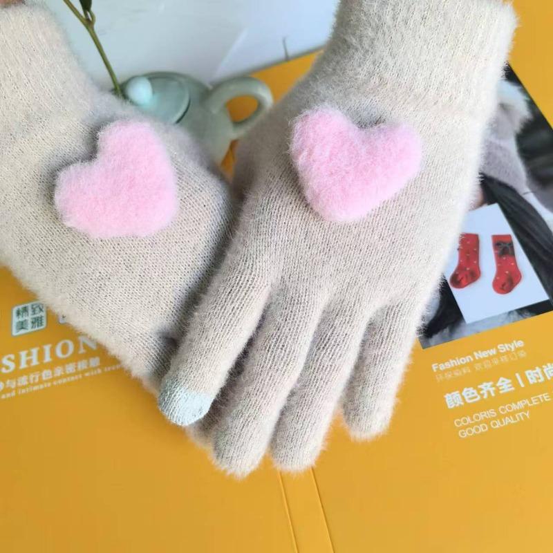 

Теплые перчатки женские пятипалые перчатки с полными пальцами персиковое сердце менг вязаные бархатные перчатки для старшеклассниц холодостойкие перчатки любовь руки абрикосовый
