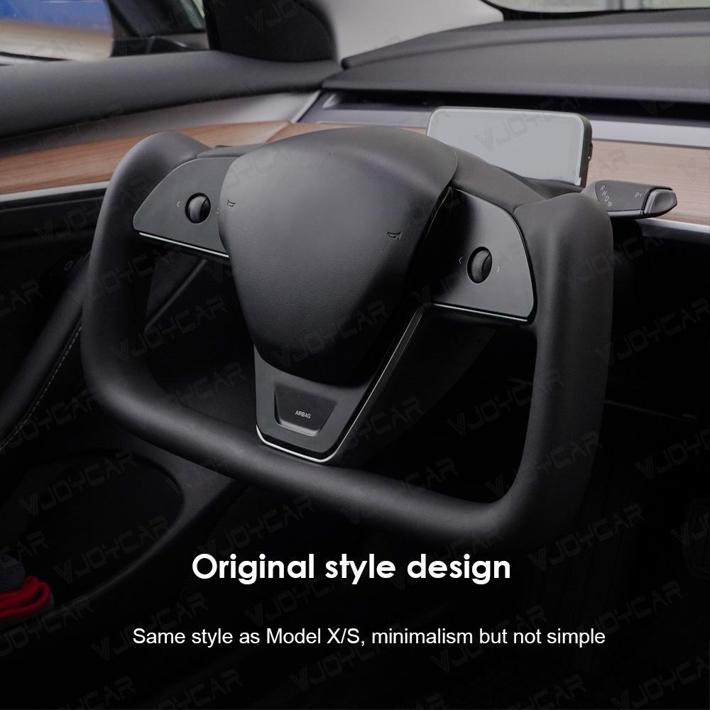 Tesla Yoke Steering Wheel 2.0 Leather Stitch Color Block Cover for Model 3 & Model Y