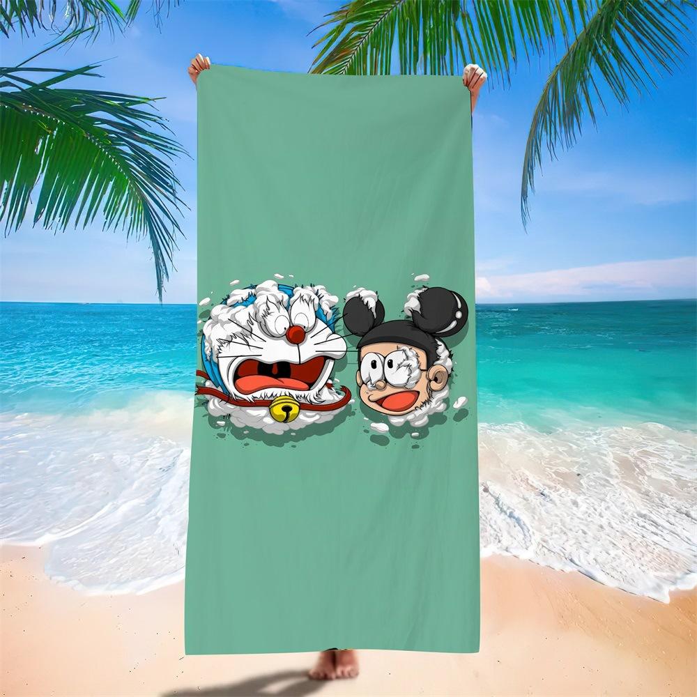 Cute Cartoon Character Printed Microfiber Beach Towel Quick Dry Soft Bath Towel For Kids Swimming
