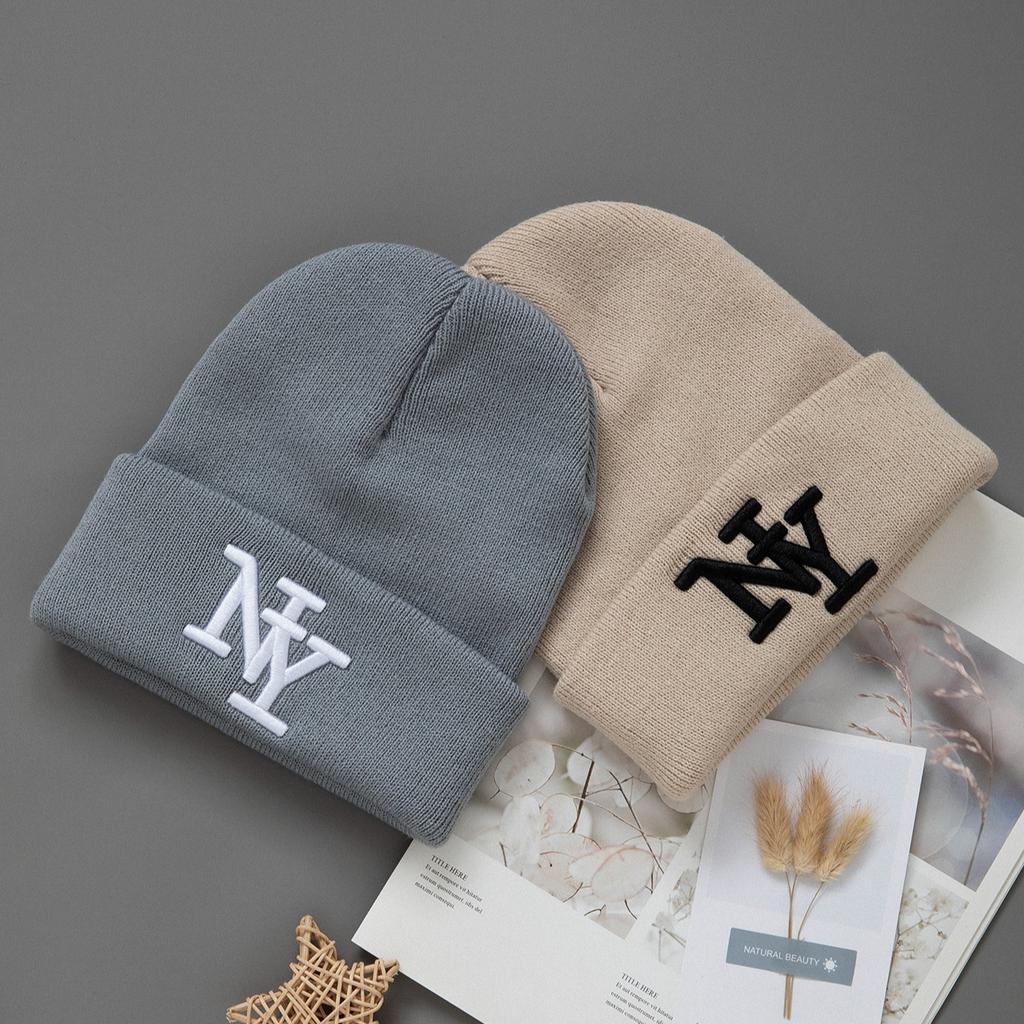 1/2/3Pcs Unisex Winter Beanie Hats, Solid Color Knitted Warm Outdoor Caps With Embroidered Hand Washable