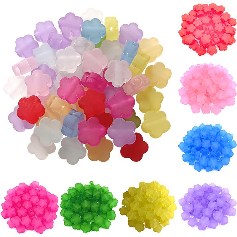 Fabricación de joyas, 10 piezas de flor de ciruelo de 15 mm, collar, pulsera, accesorios de bricolaje, transparentes, para cuentas espaciadas esmeriladas, joyería acrílica para el cabello.