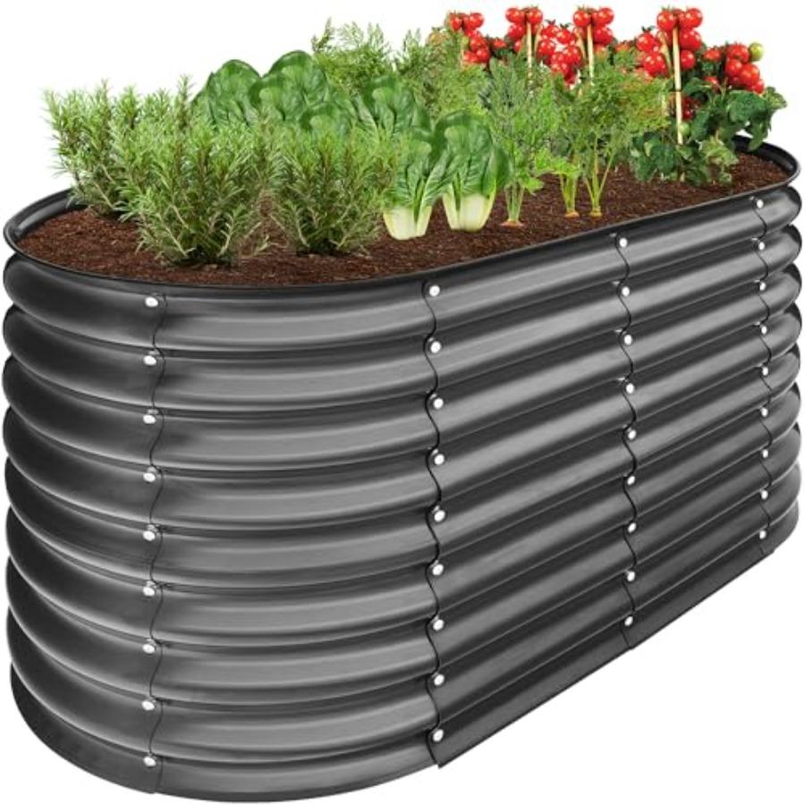 

4x2x2ft Outdoor Metal Raised Garden Bed Oval Deep Root Planter Box for Vegetables Flowers Herbs and Succulents w/ 101 Gallon Cc United States