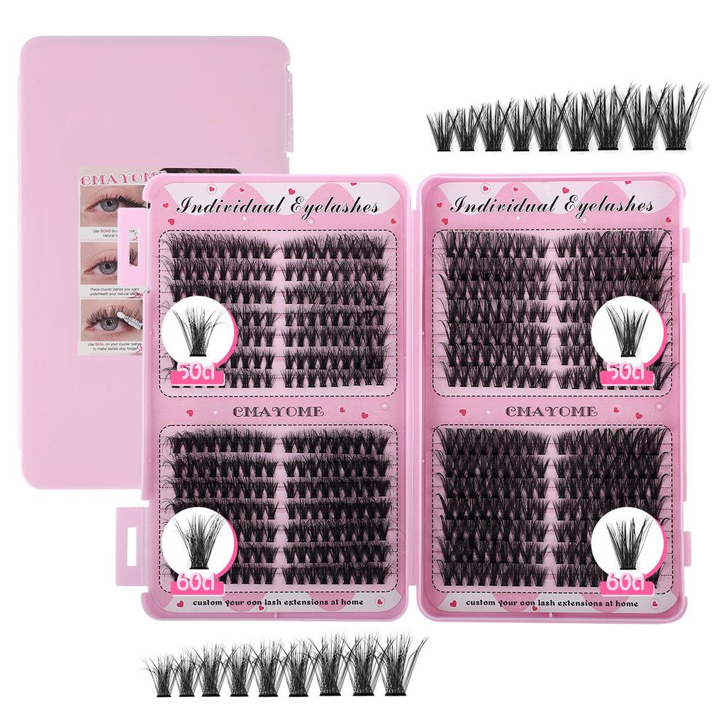504 Clusters Of Single-Cluster False Eyelashes 8-16Mmdiy Natural Dense D-Curve Self-Grafting