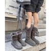 Height-increasing Small Long Tube Winter Thick-soled Snow Boots Women's Velvet Thickened Tube Snow Cotton Shoes Gray New 2025