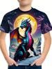 Maglietta per bambini T-shirt con grafica 3D Dragon Magliette per bambini Magliette con scollo tondo Maglietta con animali dei cartoni animati Maglietta a maniche corte per un ragazzo
