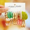 European and American Colorful Earring Sets for Women Vintage Geometric C-Shaped Resin Hoop Earrings Fashion Jewelry Gifts 2026
