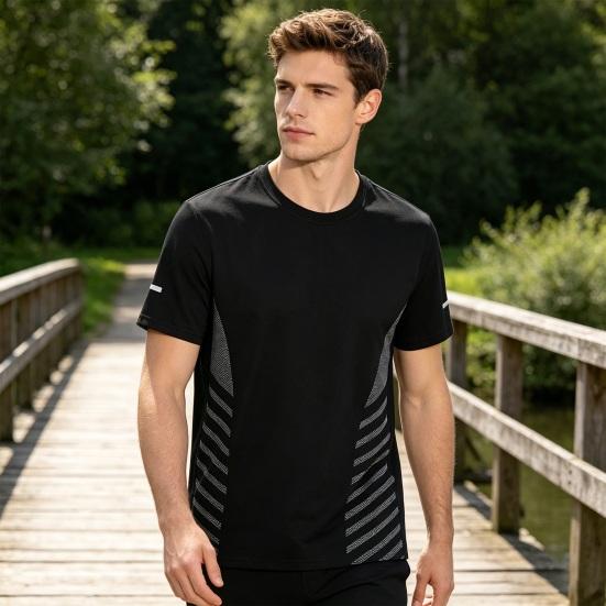 Herr Snabbttorkande T-shirt Andningsbar Atletisk Sommar T-shirt Lös Passform Nät T-shirt för Löpning Gym Fitness Träning Utomhuspass