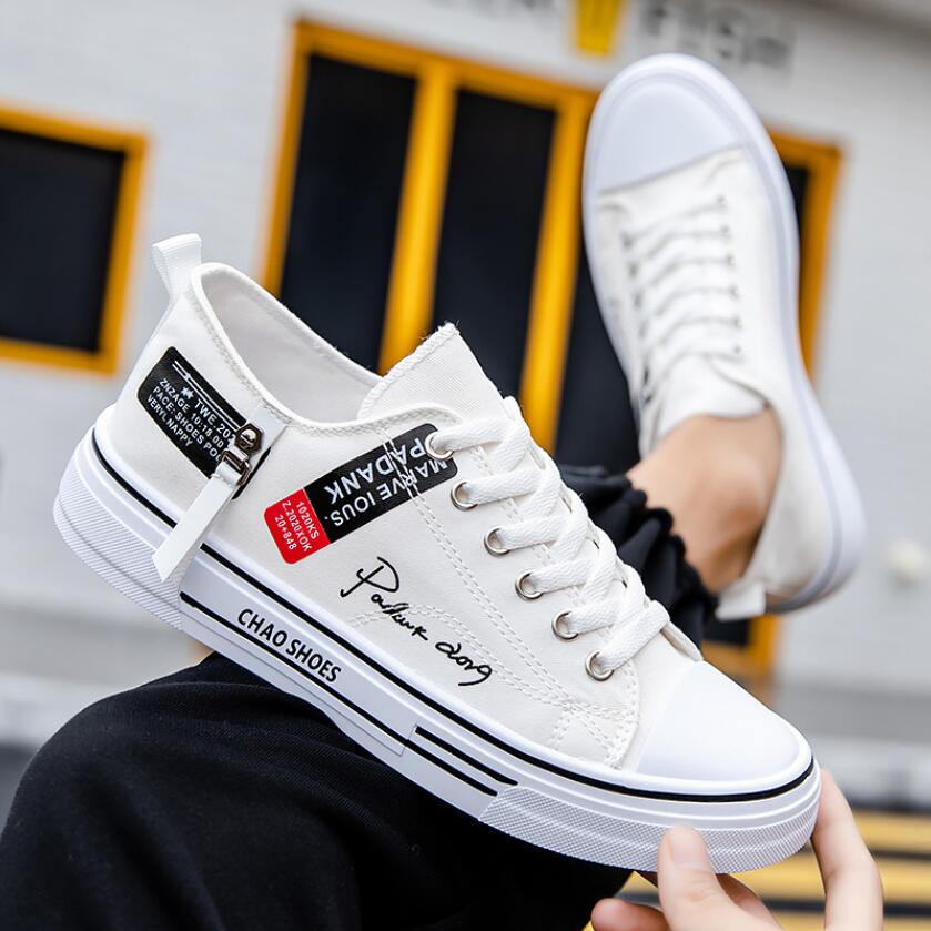 Casual Shoes Men's Canvas Shoes Male Sneakers Breathable Men Sports Shoes Black Cloth Shoe Trend Letter Men Shoe Low Cut Sneaker
