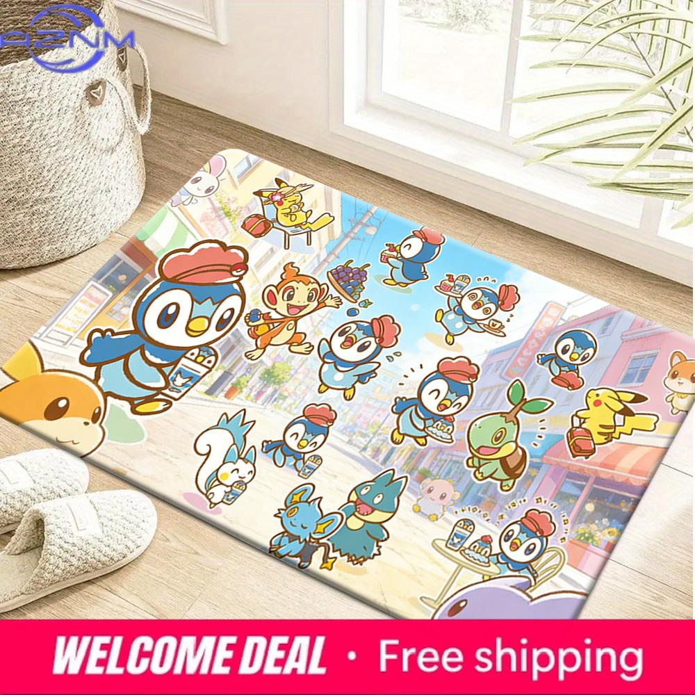 

Pokemon Piplup and Friends Cartoon Print Doormat Anti-slip Absorbent Floor Mat for Home Entrance Bedroom Living Room Decor 40cm x 60cm