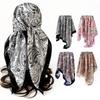 90Cm × 90cm Imitation Silk Scarf Square Scarf Women's Paisley Cashew Print Headscarf Versatile Decorative Scarf Shawl