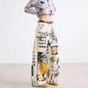 Graffiti Print Jeans Women's American Hiphop Pants High Street Loose Wide-leg Pants Trendy Women's Print Wide-leg Jeans, Vintage Artistic Casual Pants