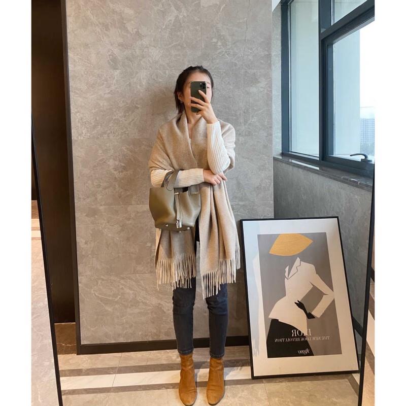 NINA SOLOR Double-Sided Heavyweight Ripple Cashmere Scarf