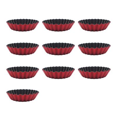 10 Pieces Carbon Steel Egg Tart Mold Non-stick Flower Edge Household Kitchen Pie Pastry Mould Molding Tool Accessories