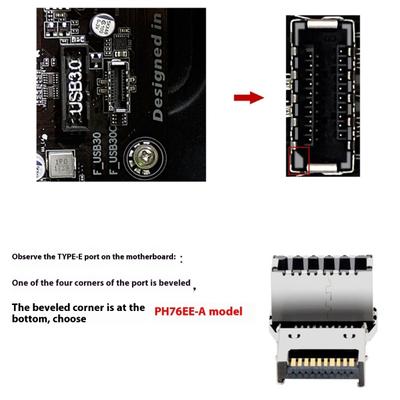 90 Degree Angled USB 3.2 Type E Internal Connectors Male And Female Port Adapter 20Gbps Transmission Motherboards Front Panel Installation