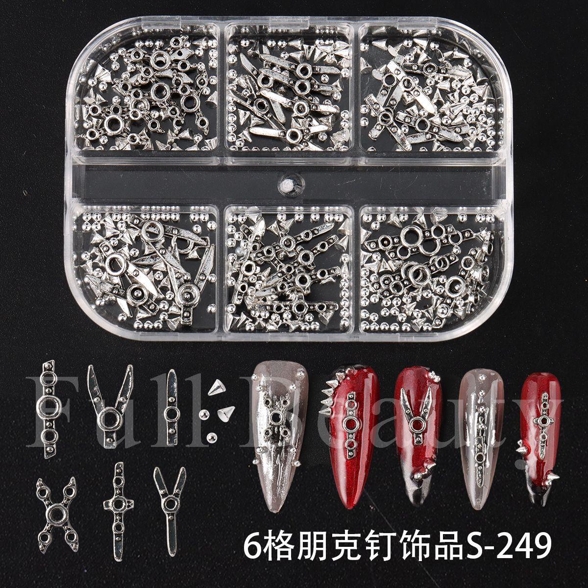 

New manicure 6-grid jewelry, punk retro nail Y-shaped jewelry, metal manicure jewelry