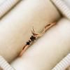 Vintage Onyx Half Moon Wedding Ring Crescent Design Engagement Jewelry Minimalist 14k Solid Gold Plated Silver Ring