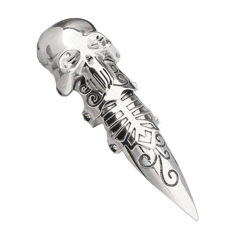 

Punk Long Joint Nail Tail Ring for Women Men Gothic Skull Double Finger Rings Jewelry Halloween Cosplay Costume Supply 1