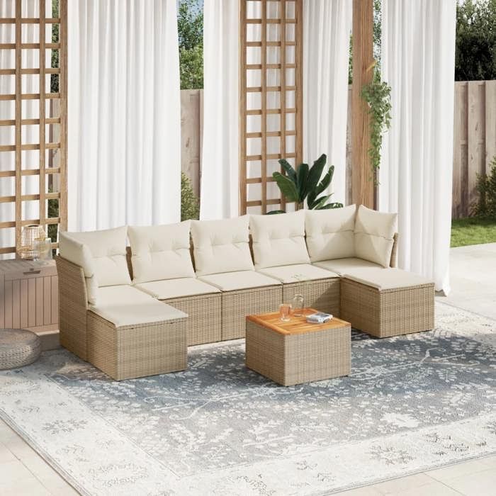 VidaXL Garden Lounge Set with Cushions 8 Pcs Beige Braided Resin 3223776