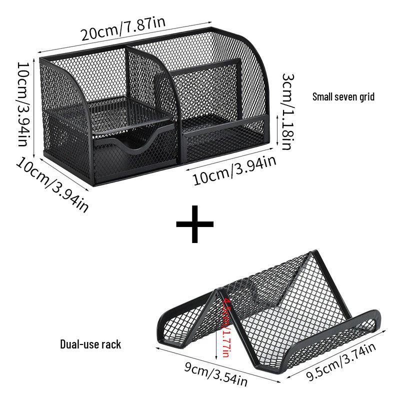 Little Seven Desktop Pen Holder - Office Stationery Organizer with Multiple Compartments