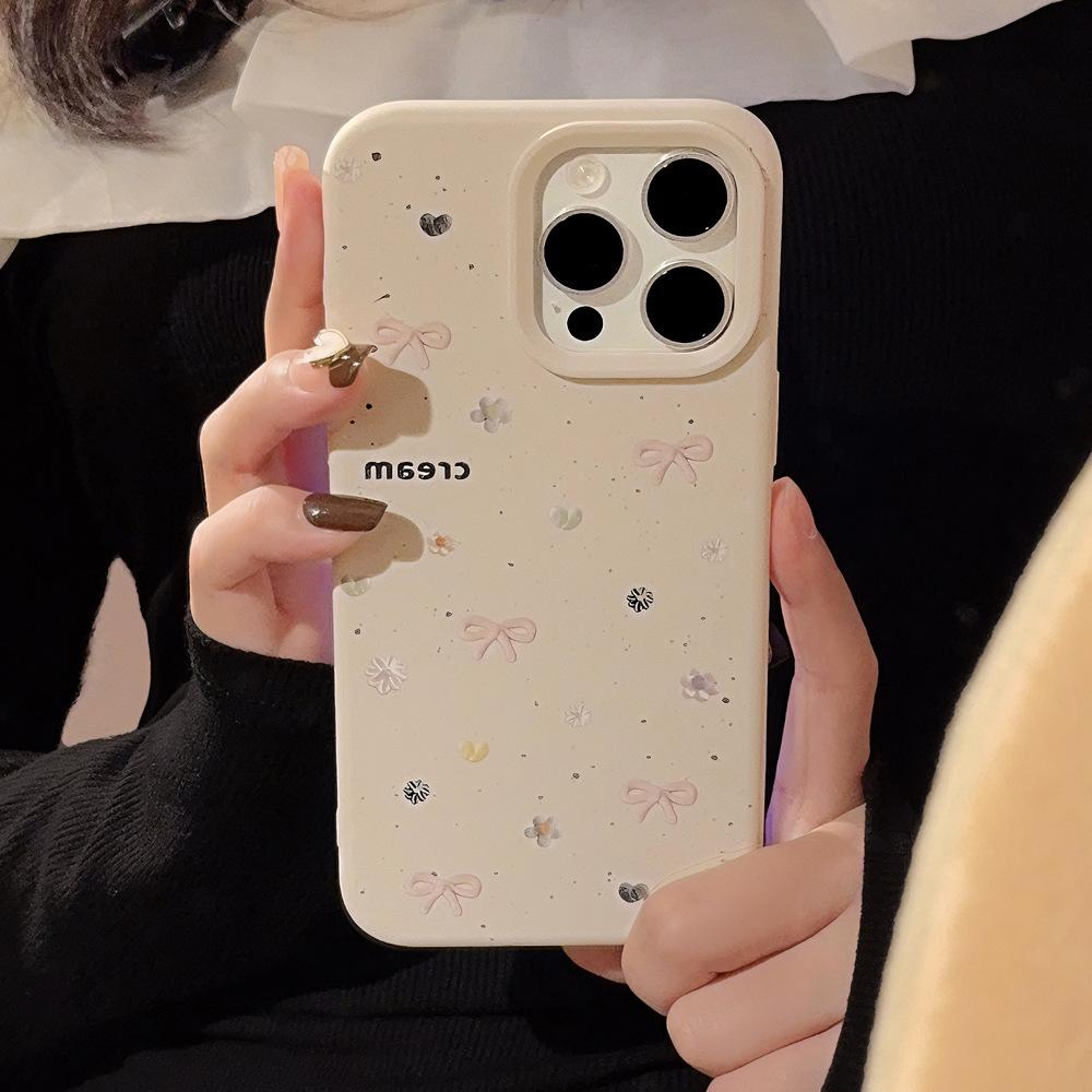 

Нежный Нишевый Бант iPhone14 iPhone 13 Силиконовый 12 Подходит для 16promax Противоударный 15 Мягкий Apple 13 Pro